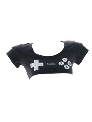 'Gamer Gf' Black Gamer Handheld Pattern Crop Shirts