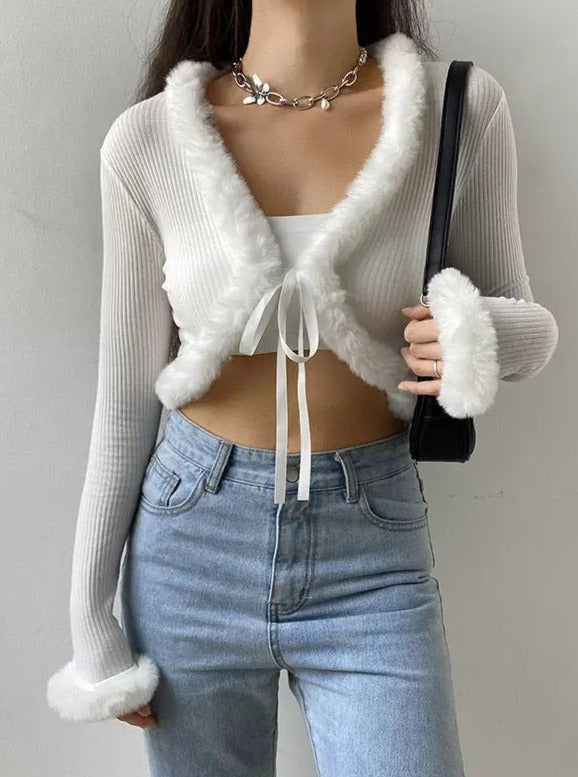 'Gentle to Me' Plush Long-Sleeved Knitted Cardigan