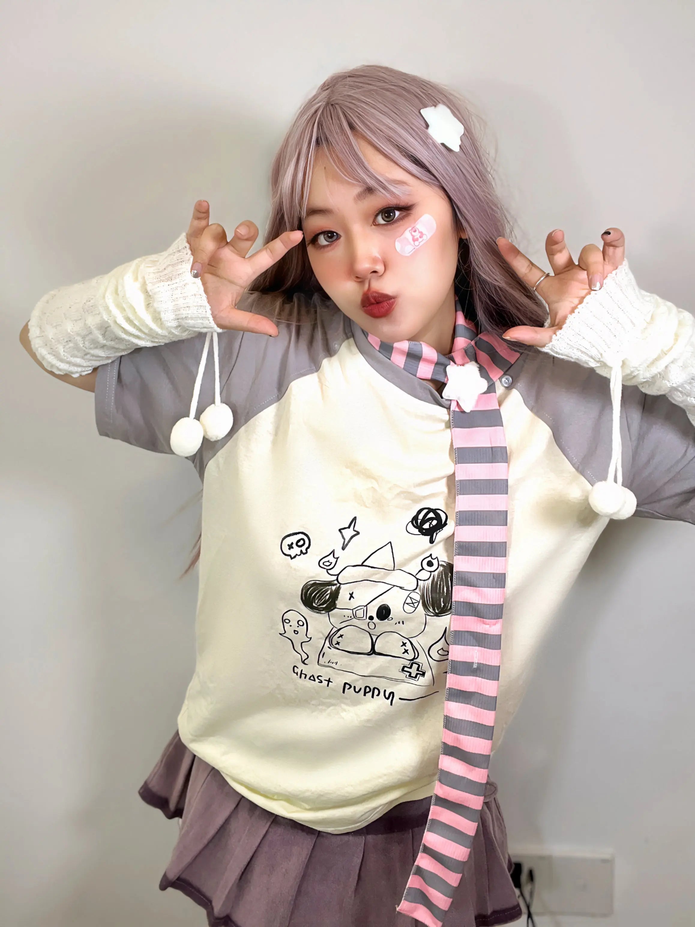 'Ghost Puppy' Anime Kawaii Graffiti Scarf Shirts