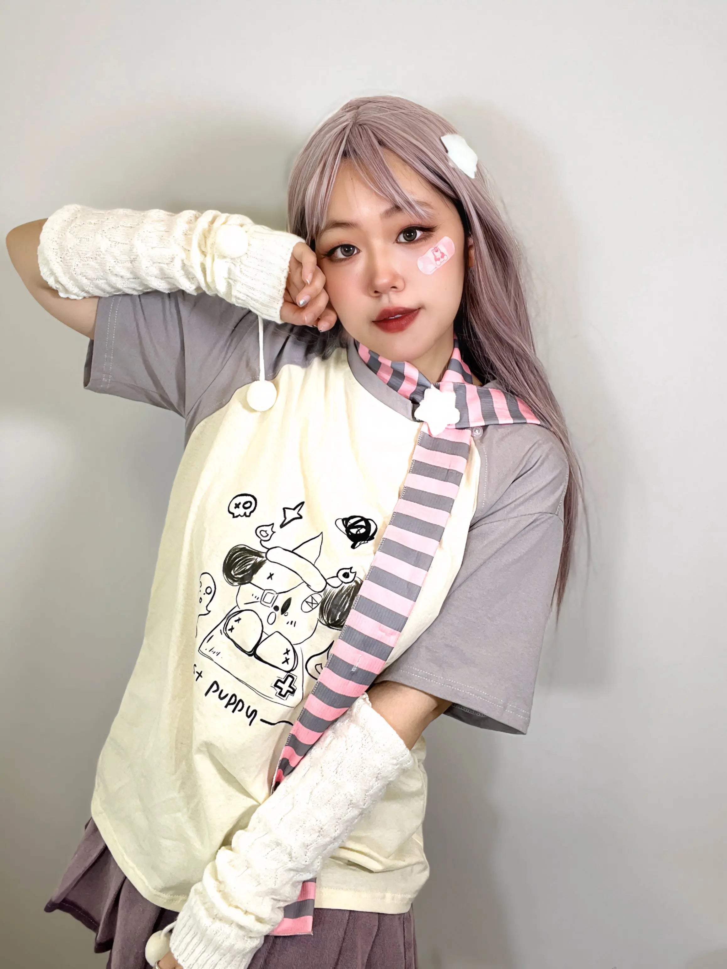 'Ghost Puppy' Anime Kawaii Graffiti Scarf Shirts