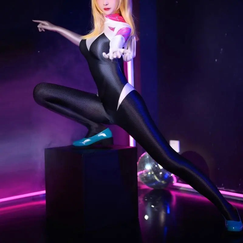 'Ghost-Spider' Gwen Cosplay Sexy Tights Bodysuit