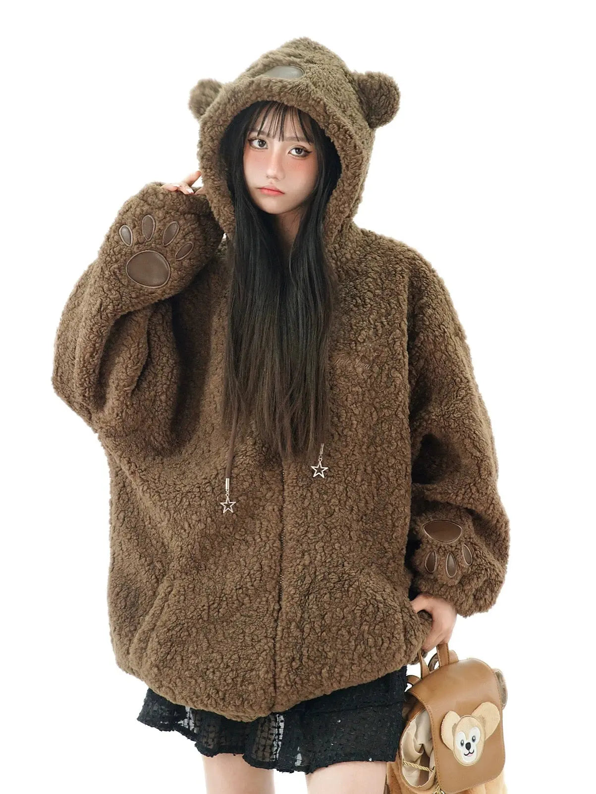 'Ginger Bear' Kawaii Streetstyle Fleeced Hoodie