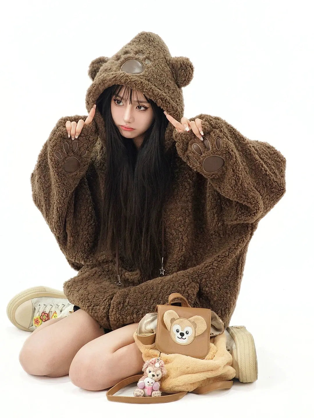 'Ginger Bear' Kawaii Streetstyle Fleeced Hoodie