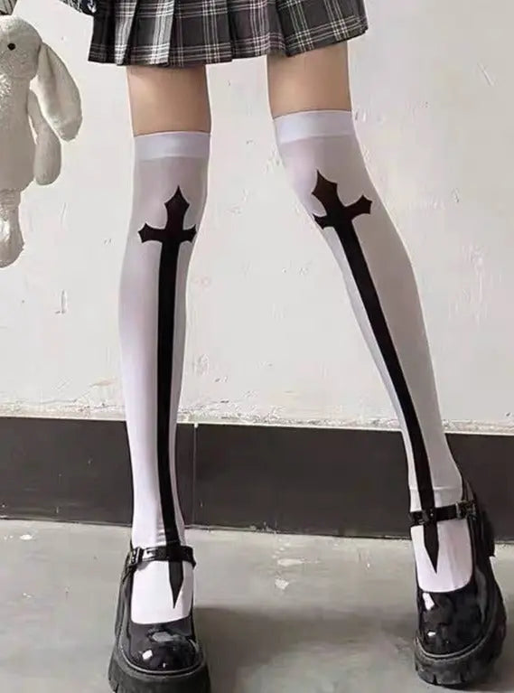 'Gospel' Goth Cross Alt Leg Tights