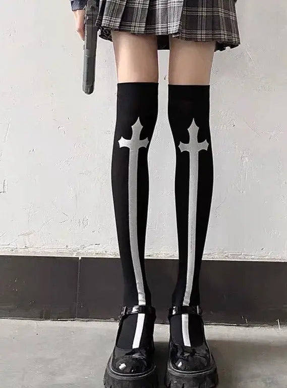 'Gospel' Goth Cross Alt Leg Tights