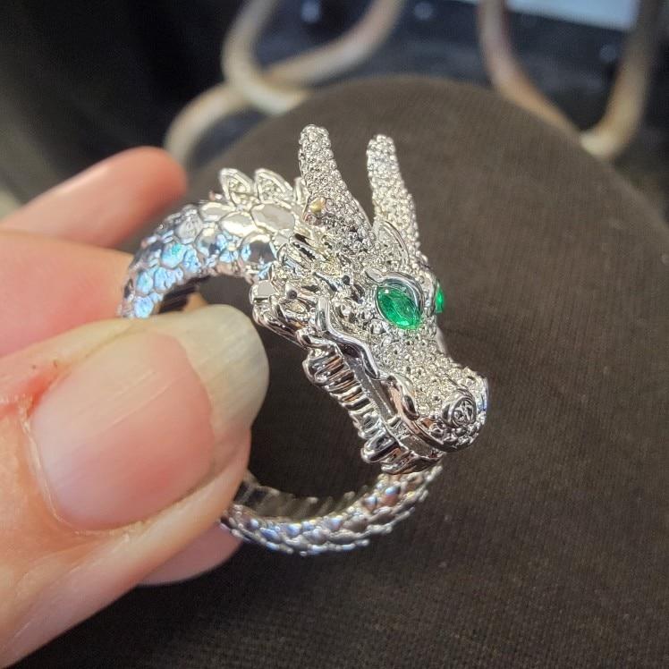 'Green Eyes' Dragon Scale Open Ring