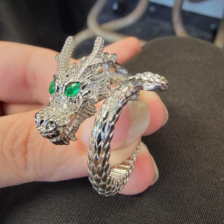 'Green Eyes' Dragon Scale Open Ring