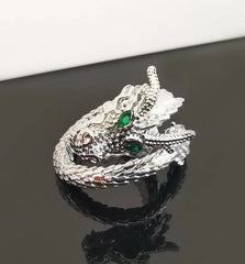 'Green Eyes' Dragon Scale Open Ring