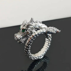 'Green Eyes' Dragon Scale Open Ring