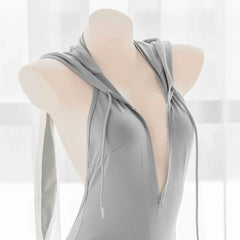 'Grey Rabbit' Kawaii Zip Up Hooded Bodysuit