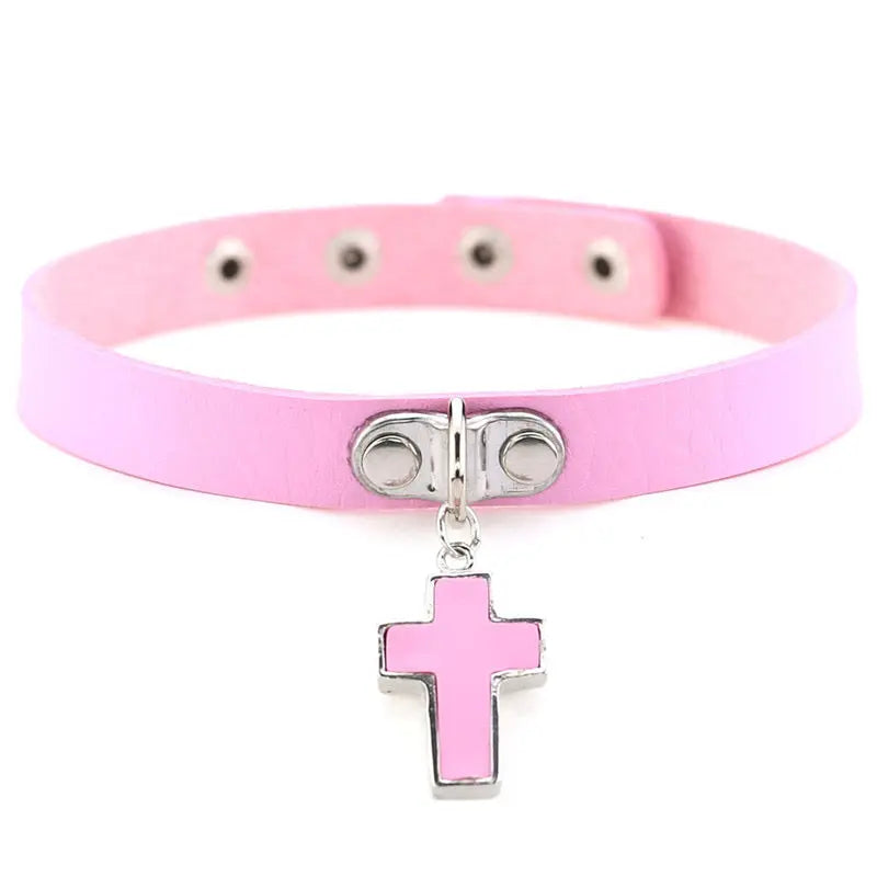 'Guardian Angels' Cross Pendant Choker