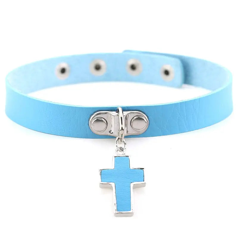 'Guardian Angels' Cross Pendant Choker