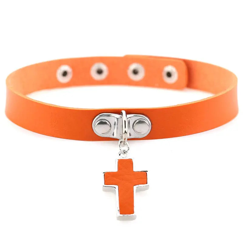 'Guardian Angels' Cross Pendant Choker