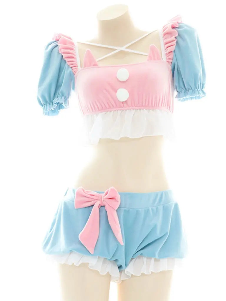 'Gummy' Anime Girl Pink & Blue Home Wear