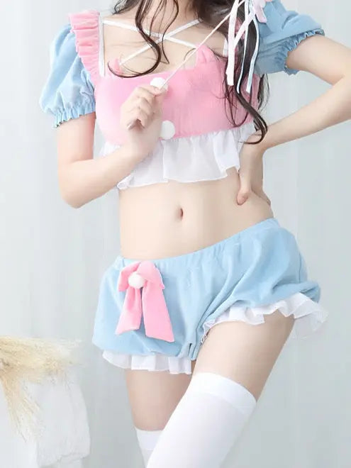 'Gummy' Anime Girl Pink & Blue Home Wear