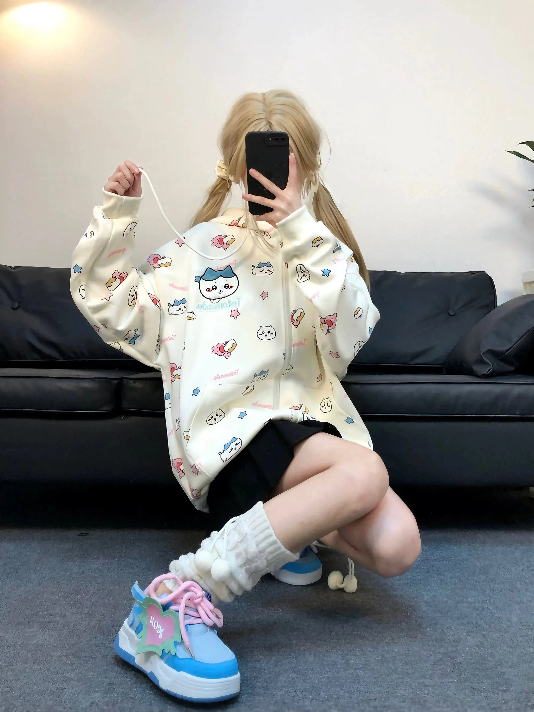 'Hachiware' Kawaii Streetstyle Cute Hoodie Jacket