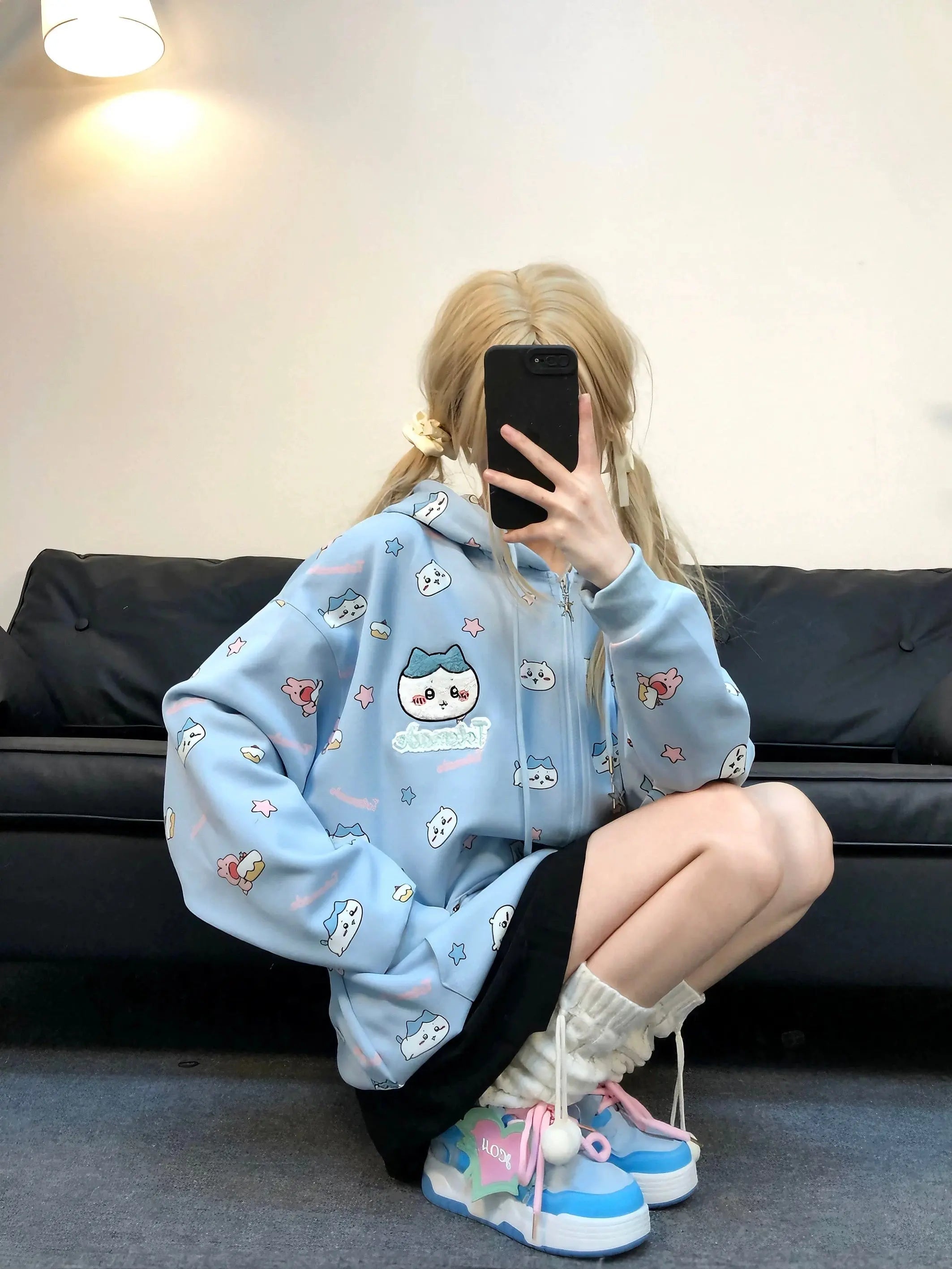 'Hachiware' Kawaii Streetstyle Cute Hoodie Jacket