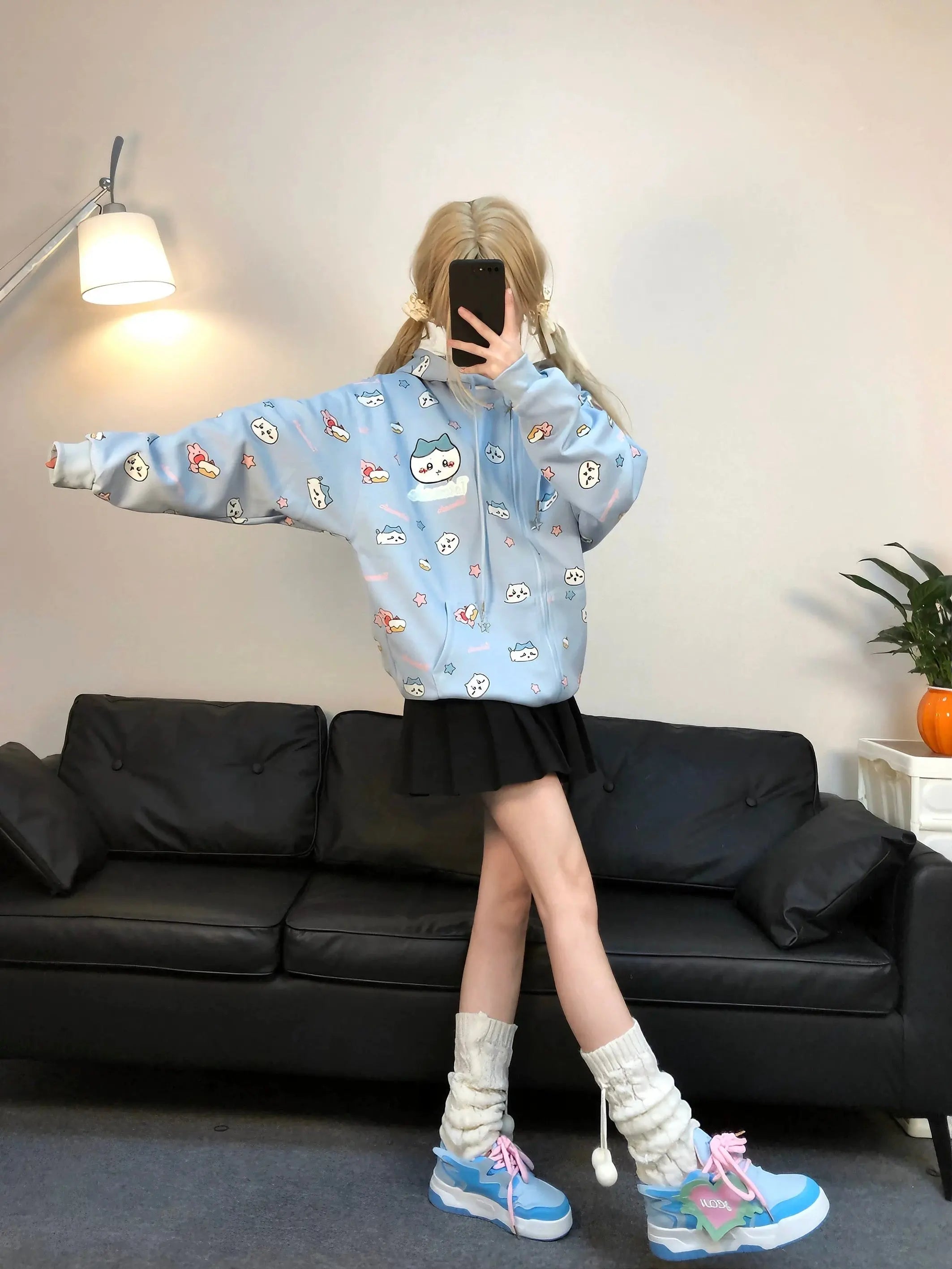 'Hachiware' Kawaii Streetstyle Cute Hoodie Jacket