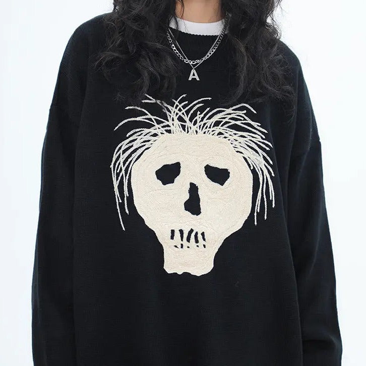 'Hair Loss' Emo Oversized Unisex Dark Sweater