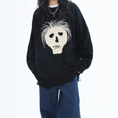 'Hair Loss' Emo Oversized Unisex Dark Sweater