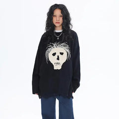 'Hair Loss' Emo Oversized Unisex Dark Sweater