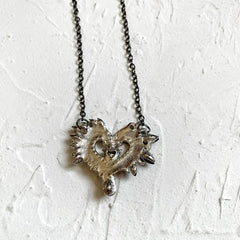 'Half Breeds' Black and White Wings Heart Necklace