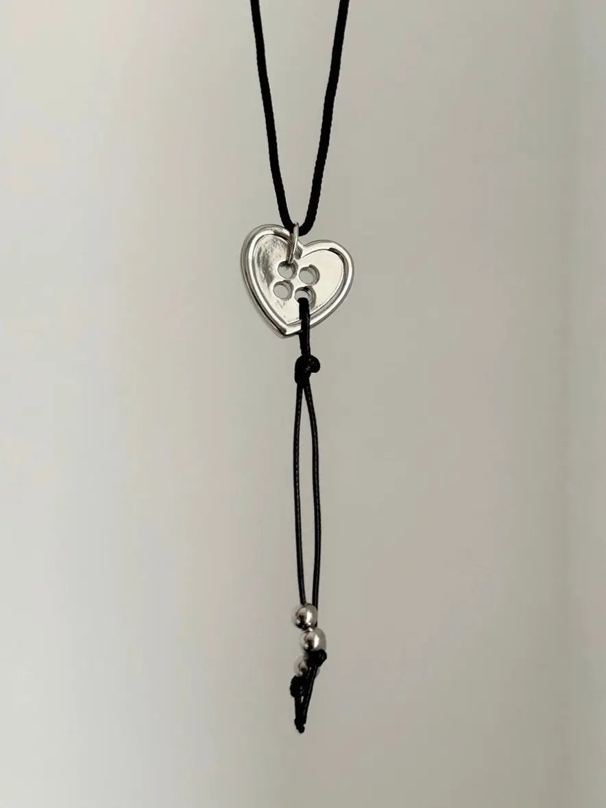 'Have My Heart' Dark Rope Heart Button Necklace