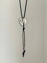 'Have My Heart' Dark Rope Heart Button Necklace