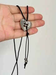 'Have My Heart' Dark Rope Heart Button Necklace