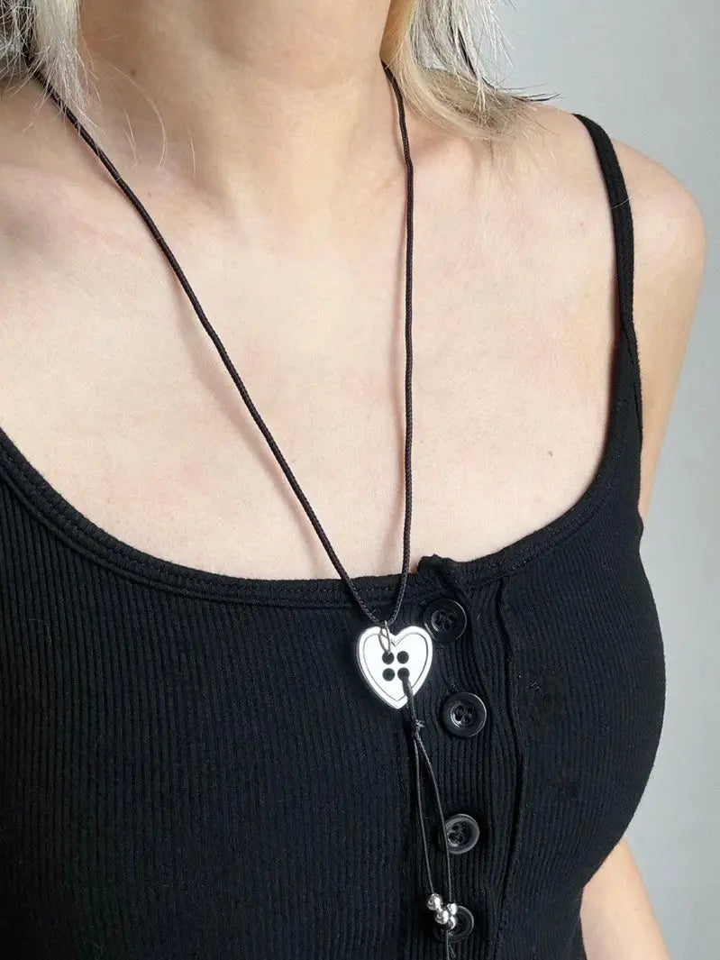 'Have My Heart' Dark Rope Heart Button Necklace