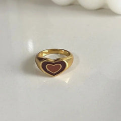 'Heart Stamp' Y2K Heart Shape Rings