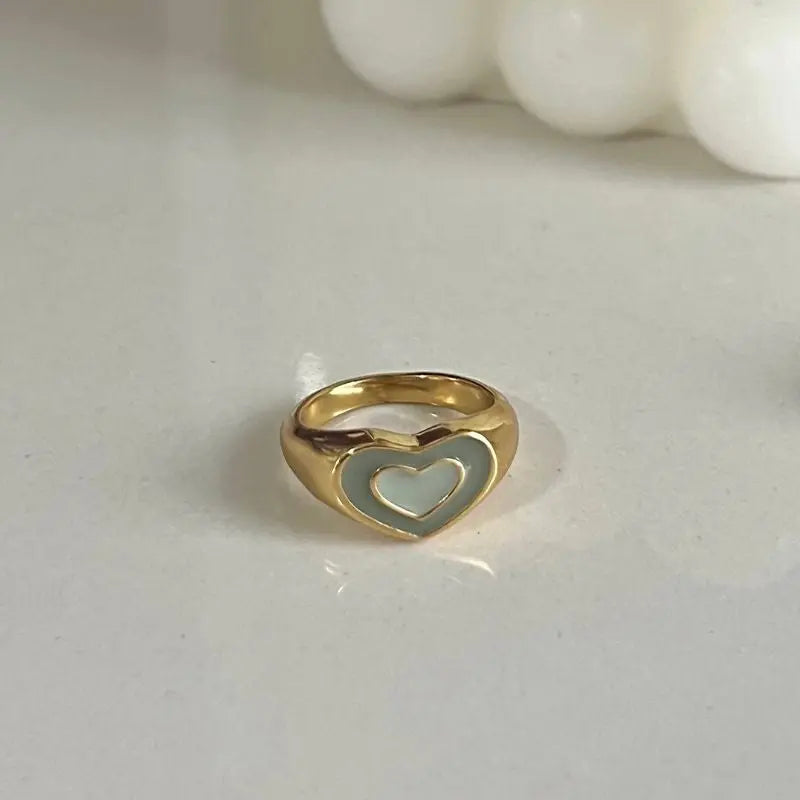 'Heart Stamp' Y2K Heart Shape Rings