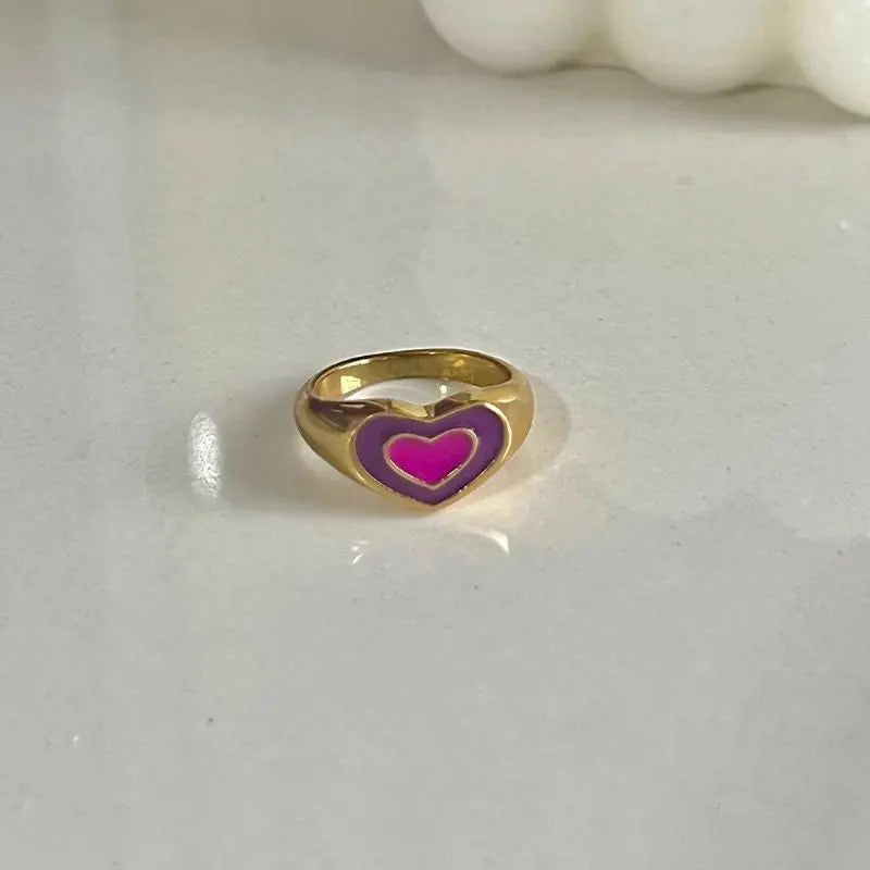 'Heart Stamp' Y2K Heart Shape Rings