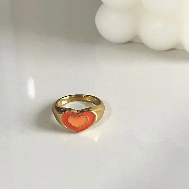 'Heart Stamp' Y2K Heart Shape Rings