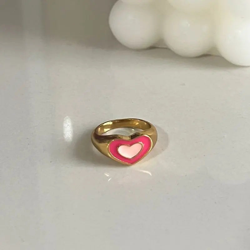 'Heart Stamp' Y2K Heart Shape Rings