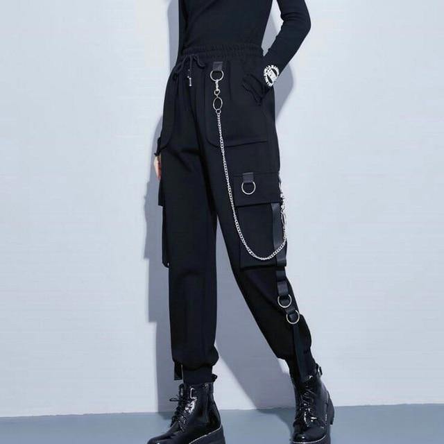 'Bullets' Dark High Waisted Cargo Pants