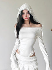 'Holy Angel' Coquette Ribbon Hooded Shirts