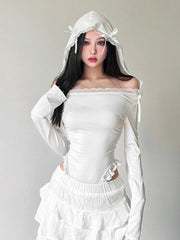 'Holy Angel' Coquette Ribbon Hooded Shirts