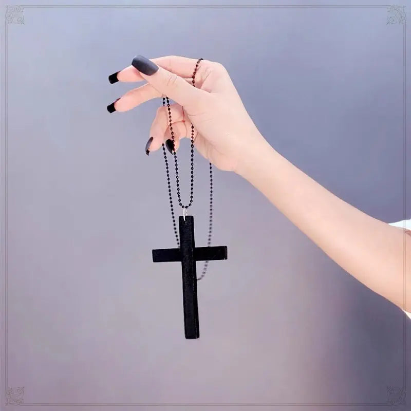 'Holy' Dark Goth Big Cross Necklace