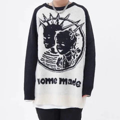 'Homemade' Oversized Unisex Punk Graffiti Sweater