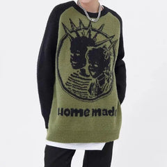 'Homemade' Oversized Unisex Punk Graffiti Sweater