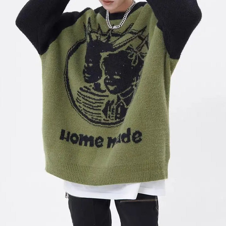 'Homemade' Oversized Unisex Punk Graffiti Sweater