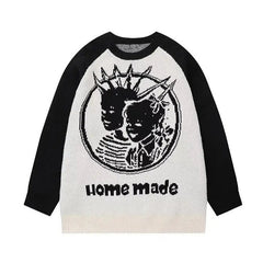 'Homemade' Oversized Unisex Punk Graffiti Sweater