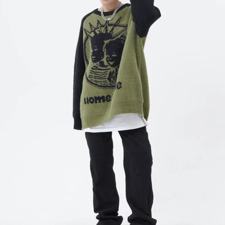 'Homemade' Oversized Unisex Punk Graffiti Sweater