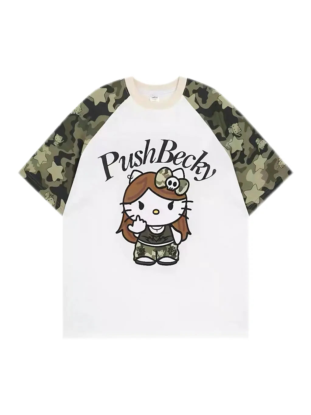 'Hot Kitty' Camouflage Kitty Prints Streetstyle T-shirts