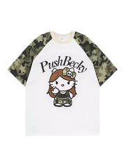 'Hot Kitty' Camouflage Kitty Prints Streetstyle T-shirts