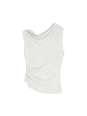 'I Feel' Casual Balletcore Irregular Collar Tank Top