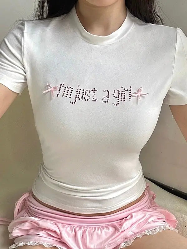 'I'm just a girl'  Coquette Ribbon Snatched Top