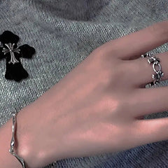 'Ice Cold' Cross Corona Goth Rings