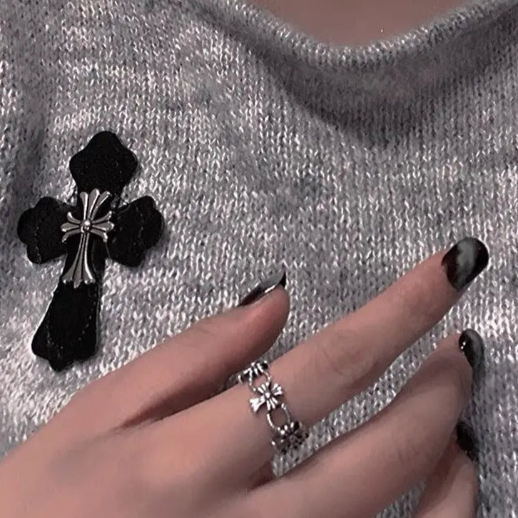 'Ice Cold' Cross Corona Goth Rings